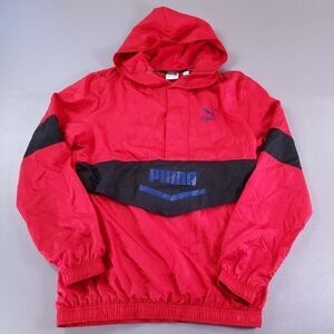 PUMA Evo Windbreaker Jacket Mens Small Half Zip Wind Cell Warmup Running Hooded